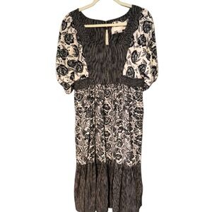 Feminine Flowy Coquette Cottagecore Fairy Ruffle Hem Puff Sleeve Dress 10